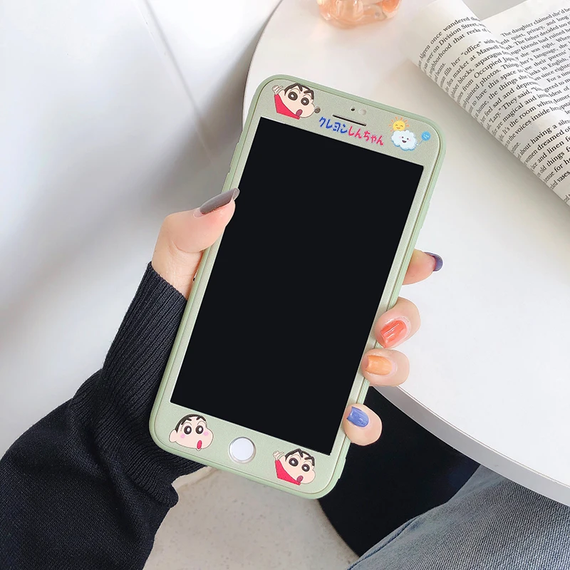 Для iphone 11promax Chibi Maruko-chan чехол+ стеклянная пленка для экрана для iphone XS max XR X 7 8 7plus 6S 6SP 11pro зеркальная крышка