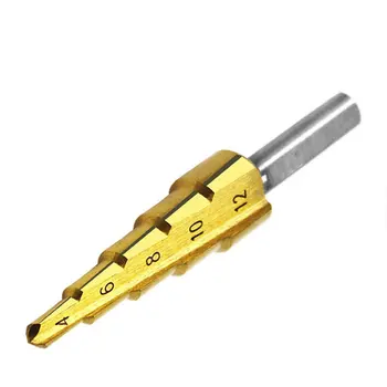 

HSS 4241 Triangle Handle Titanium Plated Spiral Groove Step Drill Step Drill Pagoda Drill Multi-function Drill 4-12/4-20/4-32