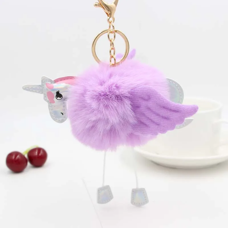 

New Fashion Pompom Fur Unicorn Wallet Pendant Keychain Pendant Women Bag Accessories Coin Purse Hanging Decoration Kids Gift