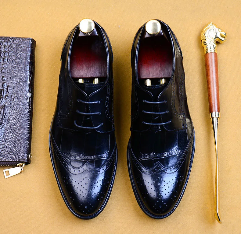 QYFCIOUFU Мода Для мужчин, туфли-оксфорды из натуральной кожи Обувь с перфорацией типа «броги» Для мужчин ручной работы, уникальные Винтаж офисные Свадебные вечерние мужские туфли