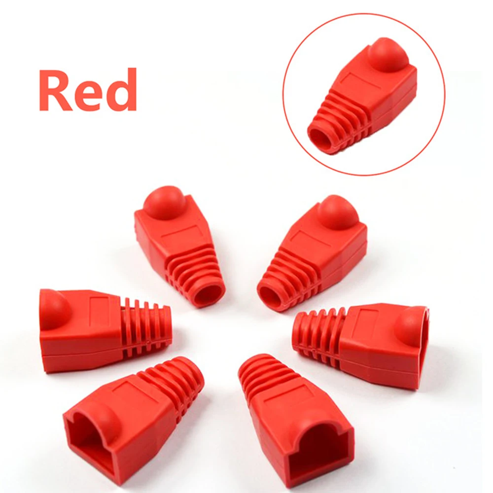 red RJ-45 CAT6 CAT5e адаптер кепки Ethernet сетевой кабель разъем Вилки RJ45 крышка s Cat 5 CAT6 защитный рукав разноцветный - Цвет: red