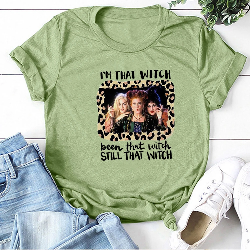 Im That Witch Been That Witch Printing T-shirts Women Summer Graphic Tees Funny Shirts for Women Loose Round Neck Harajuku Top