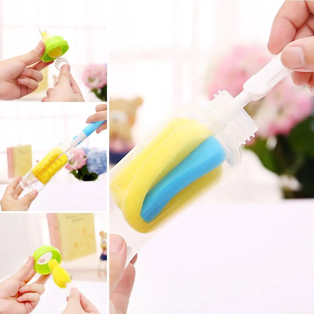 4Pcs/Set Silicone Bottle Cleaning Sponge Newborn Baby Milk Bottle Pacifier Spout Tube Glass Cup Washing Clean Brush Tool