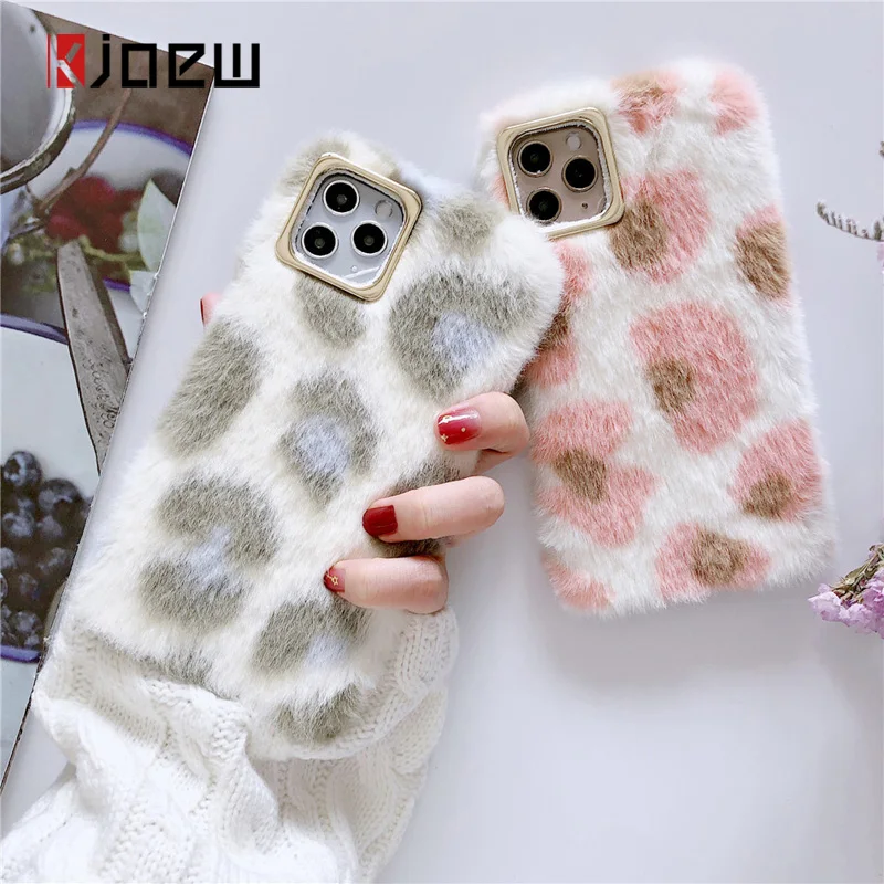 KJOEW плюшевый пушистый чехол для iPhone 11 Pro Max X XR Xs 6 6s 7 8 Plus мягкая искусственная кожа