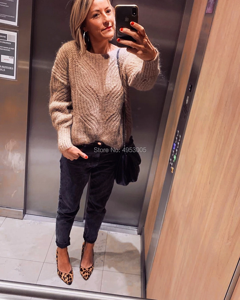 Новый стиль Осень зима женские пуловеры французский длинный рукав повседневный