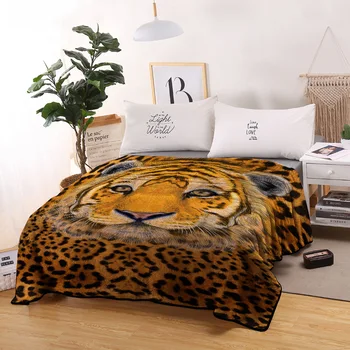 

3D Print Throw Blanket on Bed Couch Soft Office Nap Flannel Fleece Tiger Pattern Warm Soft Bedspread Air Conditioner Blanket