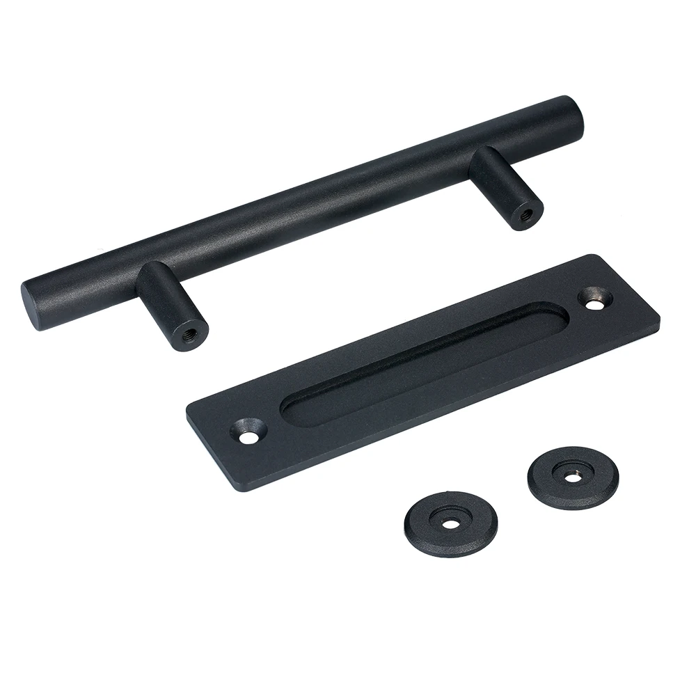 12" Sliding Barn Door Handle Heavy Duty Pull and Flush Door Handle Hardware Set Recessed Pull Round Pull Bar Sliding Barn