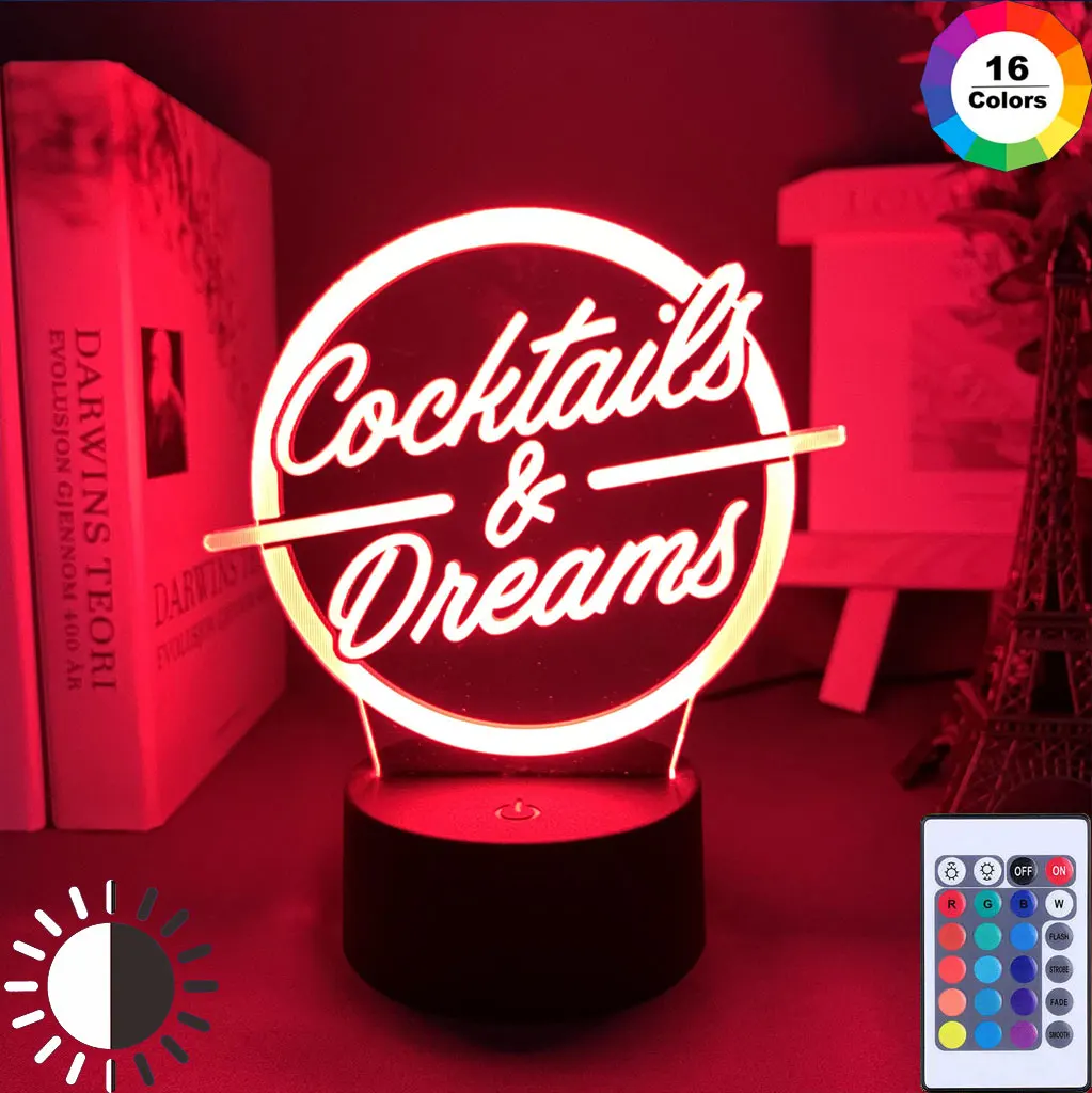 Светодиодный светильник для коктейлей и снов акриловая декоративная настольная