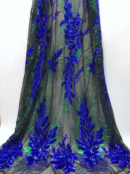 

Lace Fabric Royal Blue French Lace Fabric With Sequins Nigerian French Fabric High Quality African Tulle Lace Fabric
