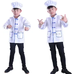 Cook Chef Jacket Uniform For Kids Boy Role Play Halloween Performance Stage Party Restaurant Waiter Waitress Free Shipping