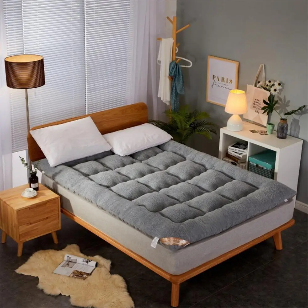 Colchón de invierno cálido Topper acolchado colchón cubierta de terciopelo de cordero colchón suave para dormitorio de estudiantes|Cubrecolchones| - AliExpress