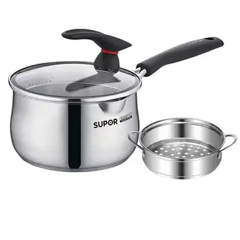 

Stainless steel composite bottom milk pot small soup instant noodles can be covered with induction cooker open flame univers