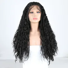RONGDUOYI черные волосы термостойкие плетеные синтетические волосы на кружеве парик длинные косы передние парики шнурка для женщин с детскими волосами