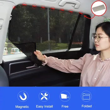 마그네틱 자동차 태양 쉐이드 자외선 차단 커튼, 햇빛가리개 사이드 윈도우 메쉬, 직사광선 방지, 여름 보호 필름 액세서리 상품 이미지