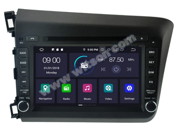 " ОС Android 9,0 DVD Мультимедиа Навигация GPS радио для Honda Civic 2011 2012 2013 с оперативной памятью 4 ГБ Оперативная память 64 Гб Встроенная память
