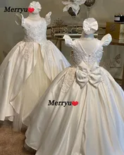 Flower Girl Dresses for Weddings Satin Kids Gown Princess Holy First Communion Gowns Party Pageant Dress For Girls