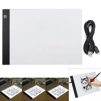 

3 levels /Stepless Dimming Drawing Tablet A4 LED Light Box Art Graphic Tracing Copy Board Painting Writing Pad with USB Cable