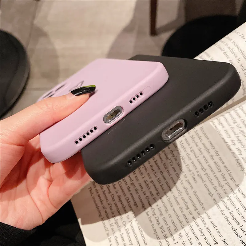 For iPhone 13 Pro Max Case Solid Candy Color Love Heart Phone Case For iPhone 12 11 Pro Max XS Max X XR 8 7Plus Soft Cover Funda