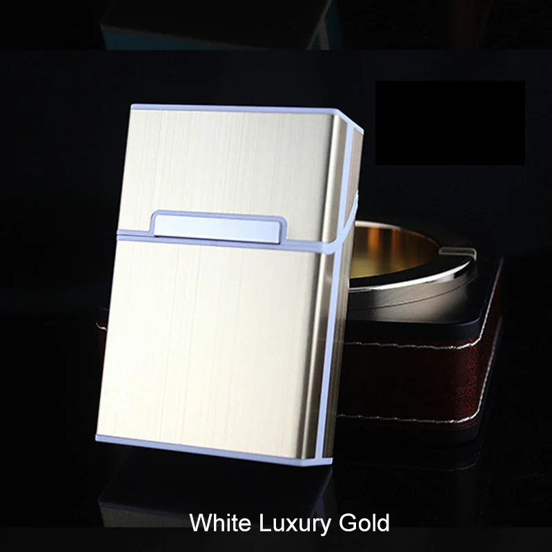 White Luxury Gold Аксессуары для курения подарок для мужчин 1 шт. шкатулка хранения для сигарет контейнер портсигары алюминиевый сплав держатель для табака компактный чехол - Цвет: White Luxury Gold