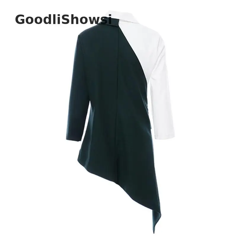 GoodliShowsi современная мода нерегулярная Лоскутная куртка асимметричный воротник контрастный цвет трендовые женские пиджаки