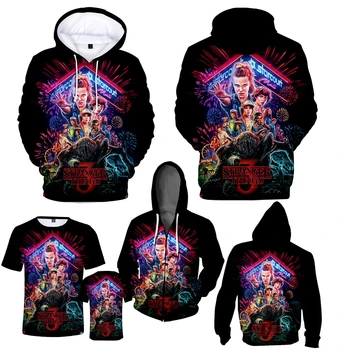 

2019 New 3D Printed Hoodie Men/Women Stranger Things 3 Sweatshirts Tracksuit Hooded Hoodies Zipper Jacket Tops