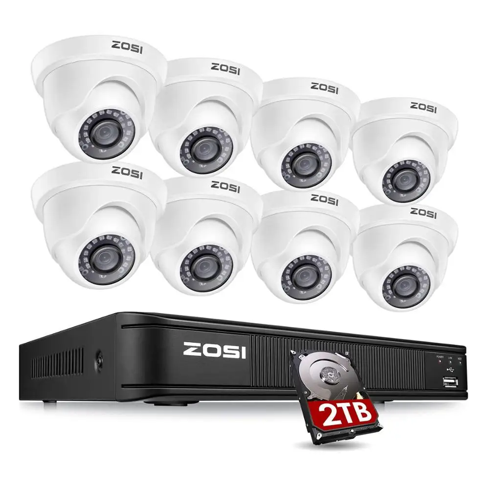 

ZOSI 1080P AHD CCTV System 8CH Network TVI DVR 4PCS 1280TVL IR Weatherproof Home Security Camera System Surveillance DVR Kit