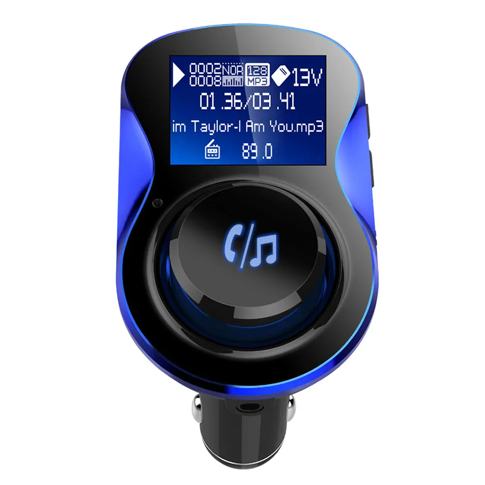 Автомобильный радиоприемник MP3-плеер BC28 беспроводной fm-модулятор Hands-free Bluetooth fm-передатчик двойной usb зарядка 3.1A поддержка u-диска - Название цвета: Синий