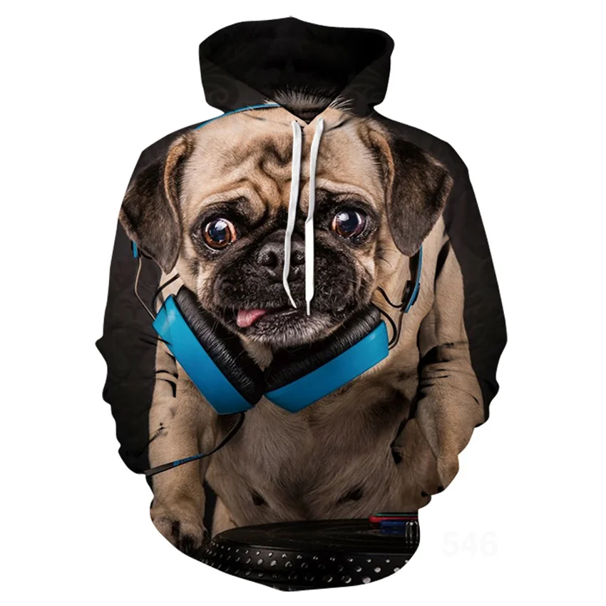 Spring new men's fashion hoodie puppy Pipi 3D digital printed and women's skeleton casual wear |