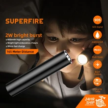 

SUPERFIRE S11-D Powerful Flashlight USB Direct Charge Mini Bright Torch Self-defense Long-range Home Outdoor Led Failure Emerge
