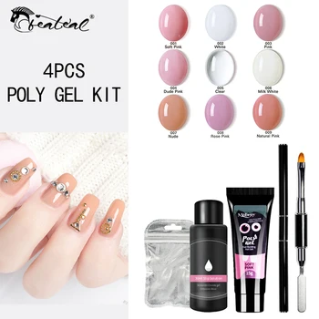 

Beateal 4pcs/set Polygel Nail Kit UV Acryl Builder Poly Gel Fast Dry Nail Art Design Pro Long Natural Nail Hard Gel Polish