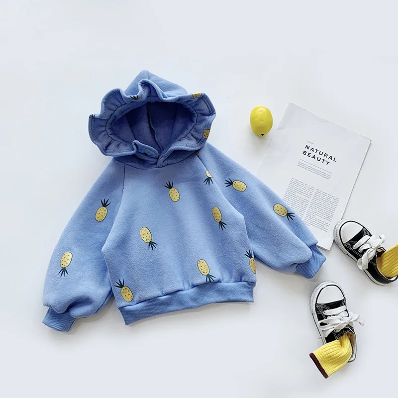 Autumn and Winter Children's Sweater Baby Girl Jacket Kids Girl's Sweatshirts Hooded Tops Children Outfits Clothing - Цвет: blue
