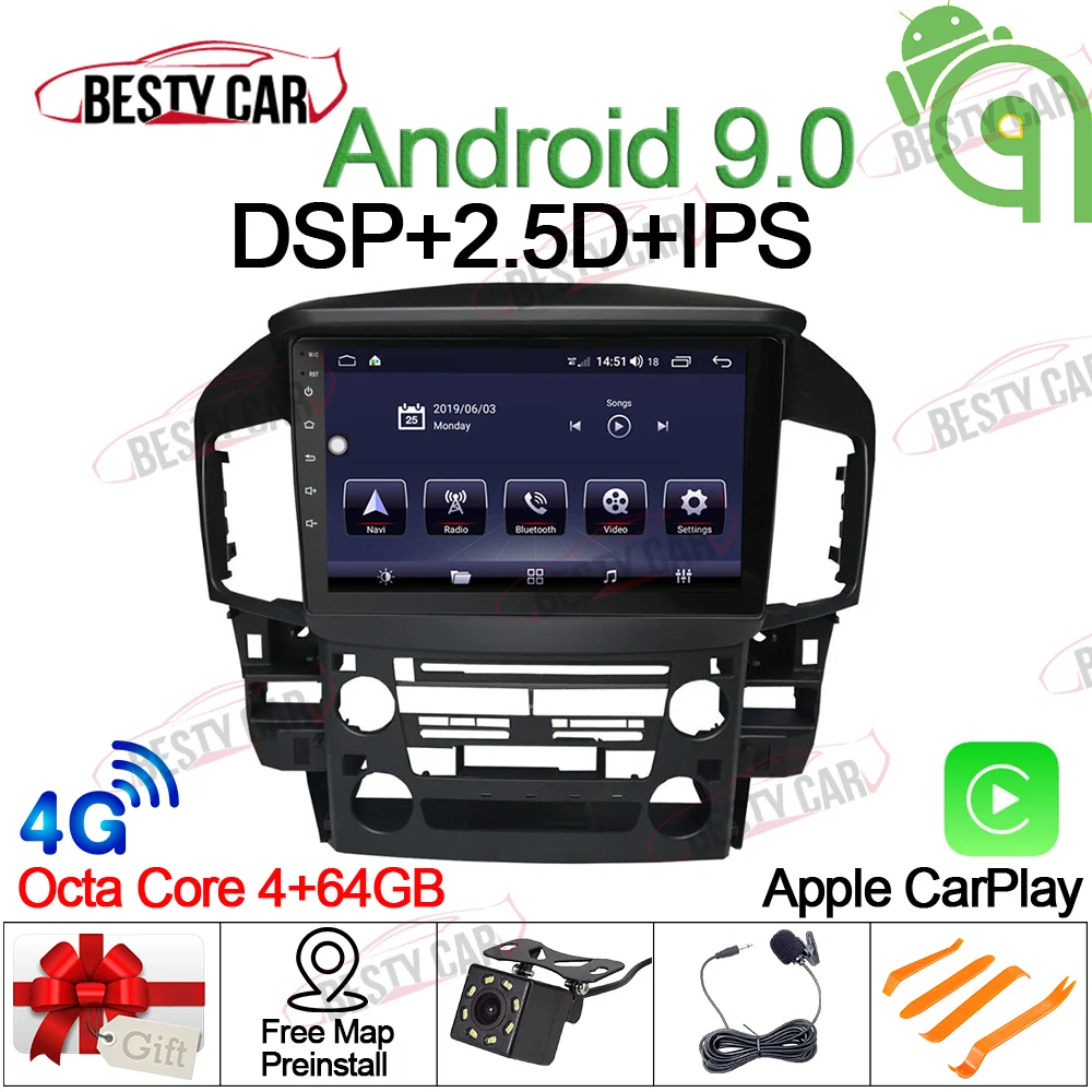 " Android автомобильный мультимедийный плеер gps стерео радио для Lexus RX300 2001 2002 головное устройство DSP 2.5D+ ips 4G wifi Bluetooth