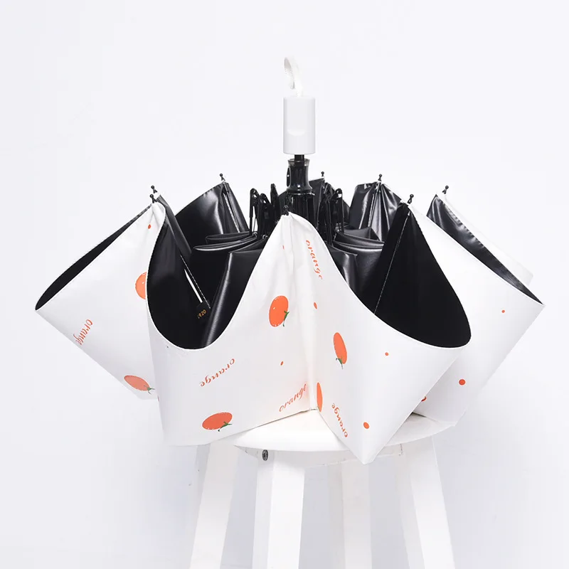 YADA INS Design Rainy Orange Umbrella Folding Creative Anti-UV Rainproof Umbrella Parasol Sun Protection Fruit Umbrella YD200041