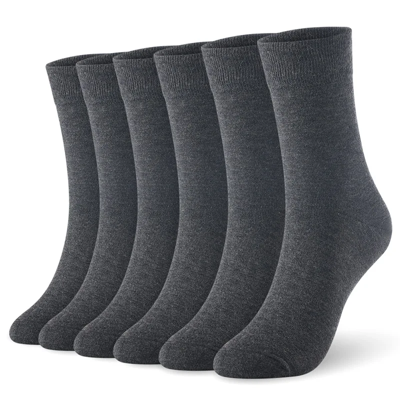 Мужские носки из бамбукового волокна, одноцветные деловые мужские носки, 6 пар/лот, Размер Великобритании 7-11, европейские размеры 40-46, 1003 VKMONY - Цвет: Dark gray6