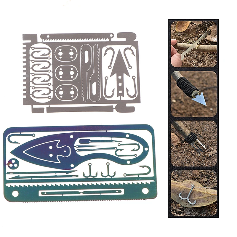 Hook-Card Edc-Tools Fishing-Gear Emergency-Supplies Camping-Equipment Outdoor New 17-In-1