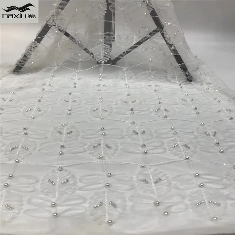 Madison 2021 кружевной ткани сетки белый Цвет в африканском стиле вышивка