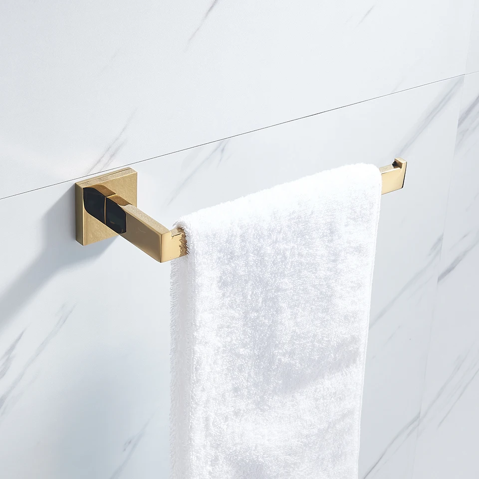 Bathroom Hardware Gold Polish Bathrobe Hook Towel Rail Bar Rack Shelf Tissue Paper Holder