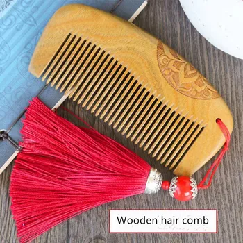 

100% Natural Bamboo Comb-Anti Static Flower-Fine Tooth Beard Mustache Wood Hair Comb