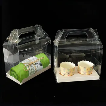 

Clear Plastic Cupcake Box with Handle Muffin Cake Packaging Box arty Birthday Dessert Baking Package