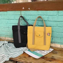 Холщовая Сумка женская новая стильная Корейская Большая вместительная Холщовая Сумка однотонная Повседневная сумка через плечо для девочек