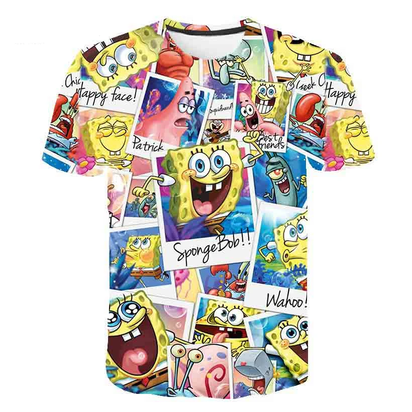 Summer Kid's T-shirt Fun Funny SpongeBob Starfish 3D Printed Shorts Sleeves T-shirt Fashion Casual Tops Children Brand T-shirt