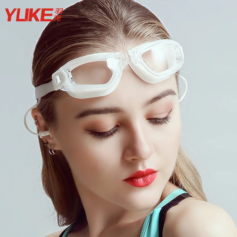 

Goggles Women's High-definition Waterproof Anti-fog Swimming Glasses Plain Glass Myopia Transparent Men's Adult Kids Swimming Eq