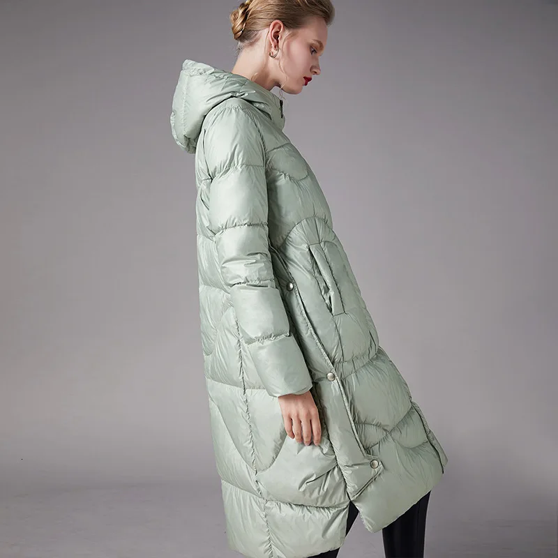 Winter warm down coat hooded woman slim skinny temperament more than 350g 90% white duck down content thicked down jacket 199020