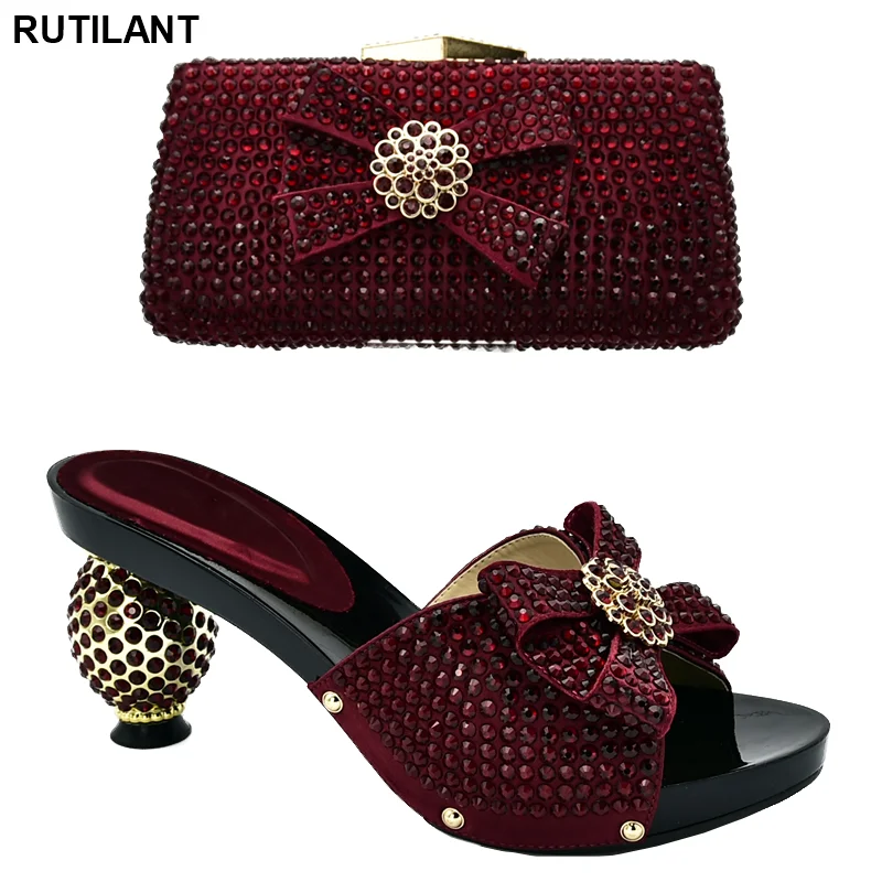 Italian-Shoes Heels Party-Pumps Matching-Bags Ladies Sandals Nigerian Latest-Design Womens