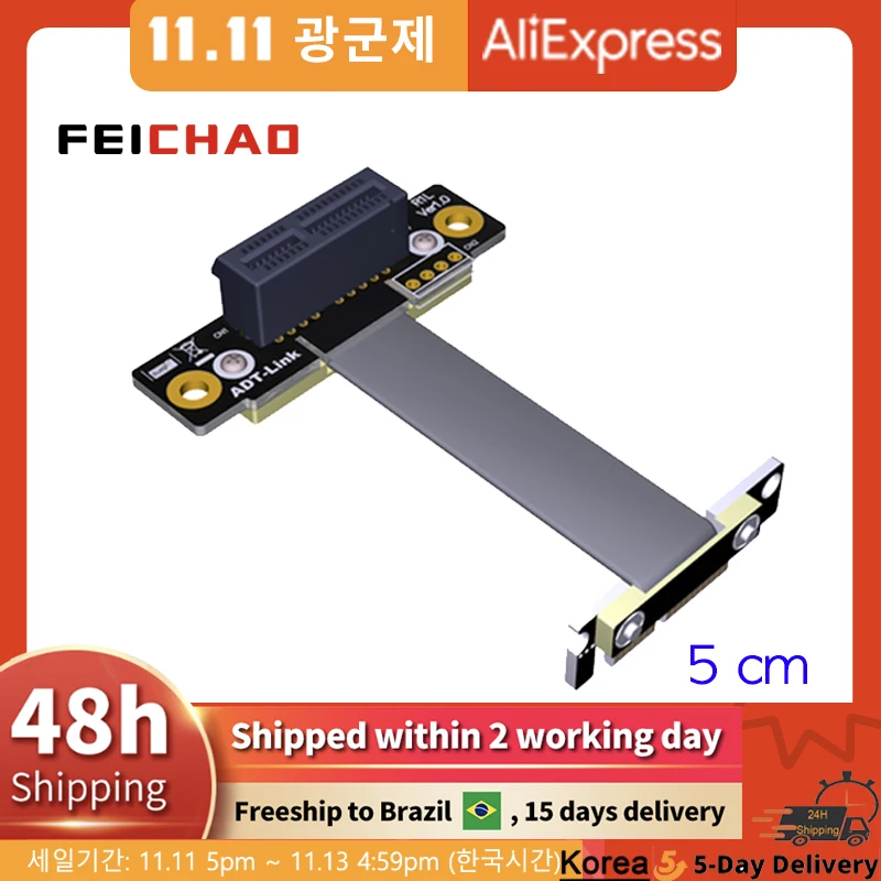 Dual 90degree Right Angle Pcie 3.0 X1 To X1 Extension Cable R11sl-tl 8g/bps High-speed Pci Express 1x Riser Card Ribbon Extender - Pc Hardware Cables & Adapters - AliExpress