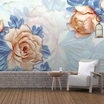 

Custom Wallpaper Wall Painting 3D Embossed Flower Large Mural Modern Interior Bedroom Living Room Decoration Papel De Parede 3D