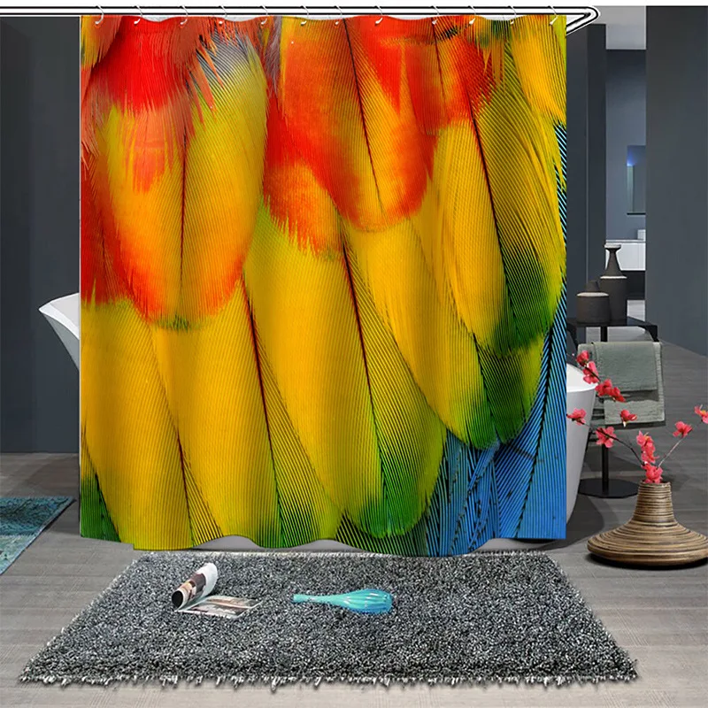 

Feather Thickened Waterproof and Mould Proof Polyester Print Bathroom Curtain Personalized Creative Home Shower Curtain