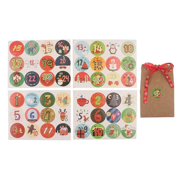 

120PCS Christmas Advent Countdown Calendar Stickers Numbers Gift Bag Label Seals