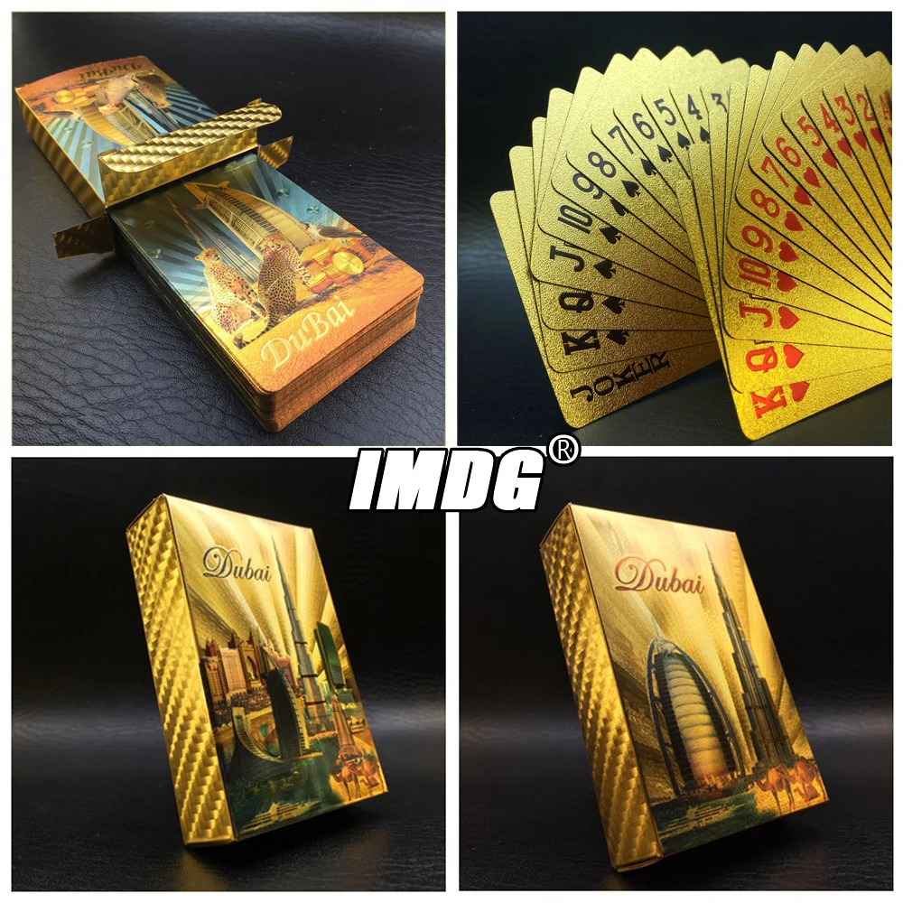 Новые Красочные золотые игральные карты с пейзажем Дубая водонепроницаемые