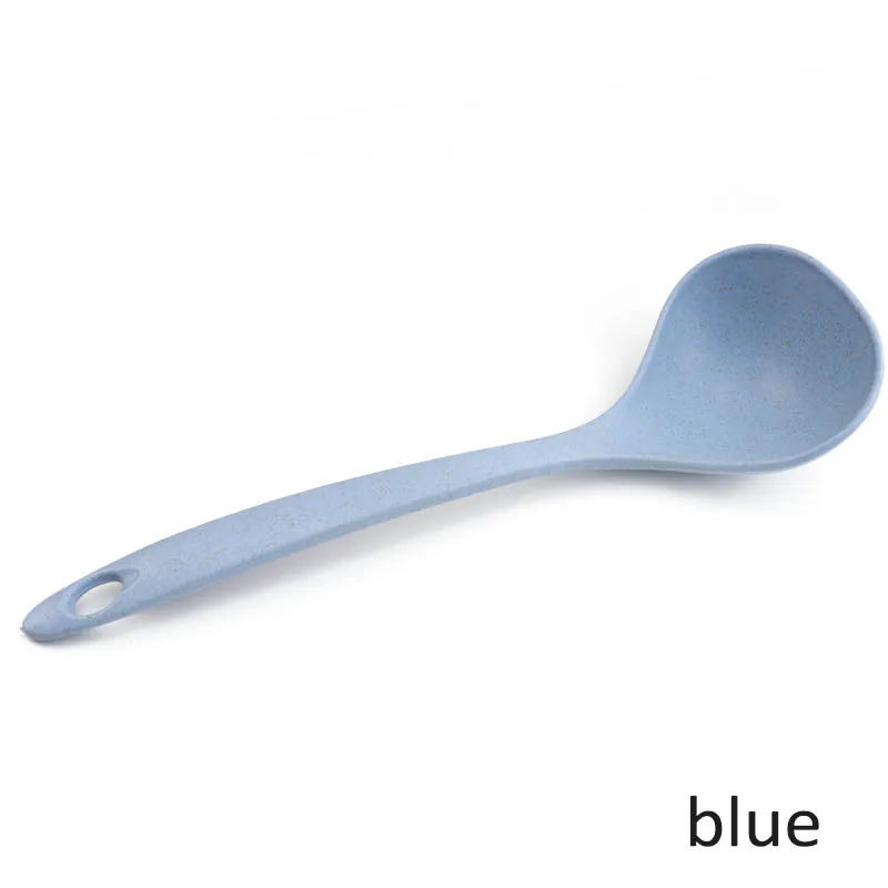 Ложка для супа, стебель, ложка, столовая посуда, 1 шт., ложки для еды, кухонные принадлежности, инструмент для приготовления пищи из пшеничной соломы, 4 цвета, длинная ручка - Цвет: Синий